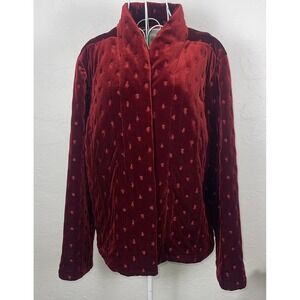 Red Velvet Jacket Quilt Button Up Chic Artsy Boho Dirty Romance Whimsigoth Retro